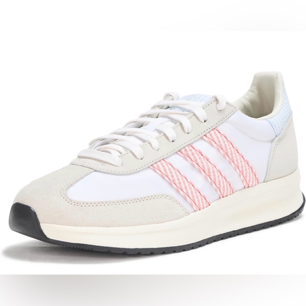 Adidas Women's White and Light Pink/light blue Seersucker Sneakers